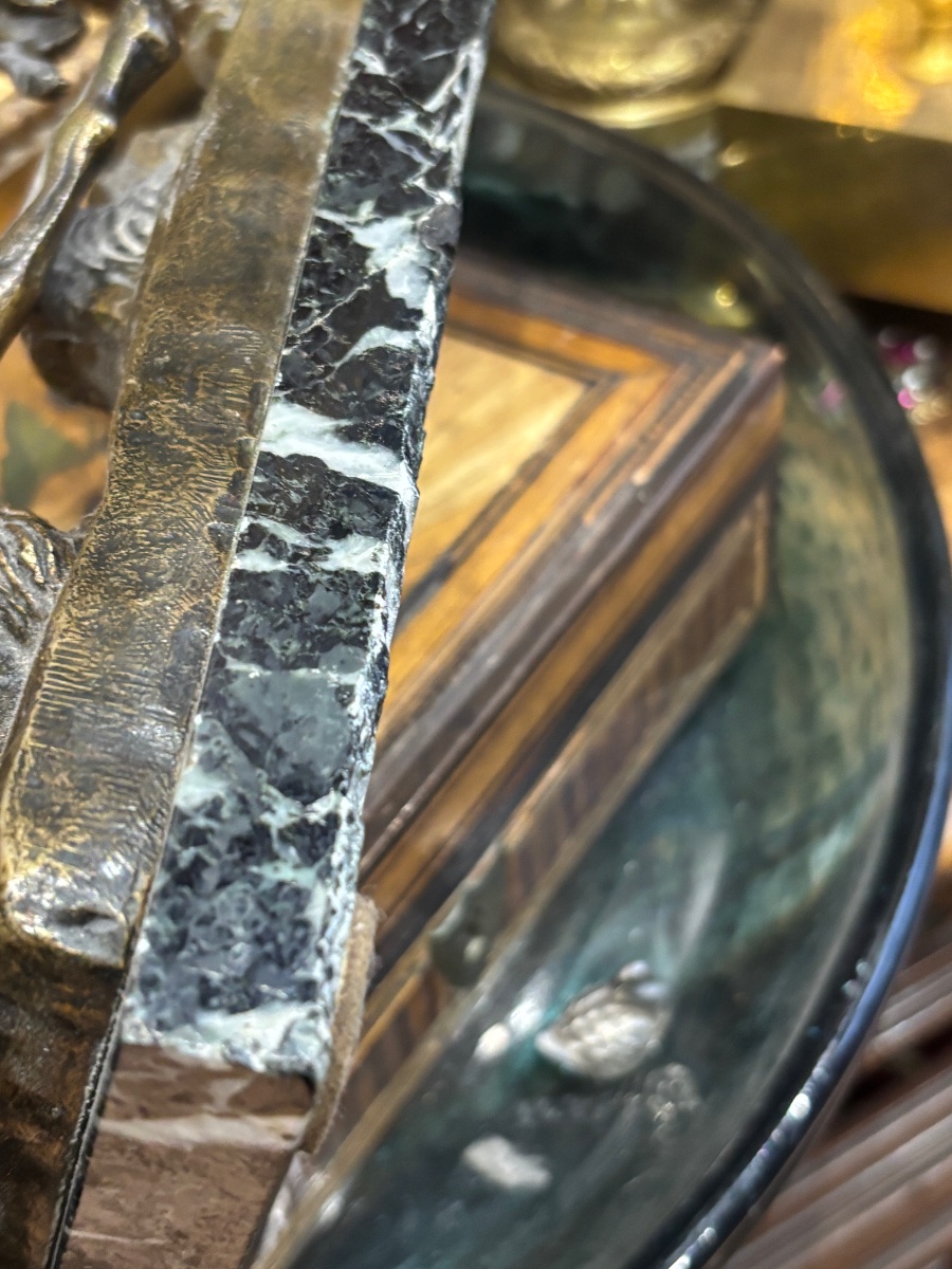 Chasse bronze lévrier pourchassant un lièvre socle en marbre par Gustave le sage -photo-2