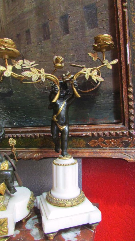 Trim Mantel Clock Gilt Bronze Candelabra Nineteenth Amours Cherubs Putti Napoleon III-photo-3