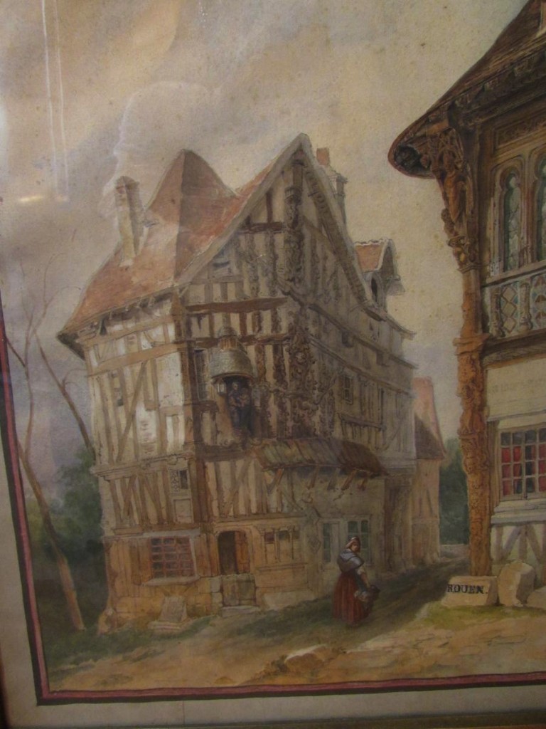 Ancien-tableau-aquarelle-signe-tony-joannot-vieille-ville-de-rouen ou joigny Epxixe-photo-2