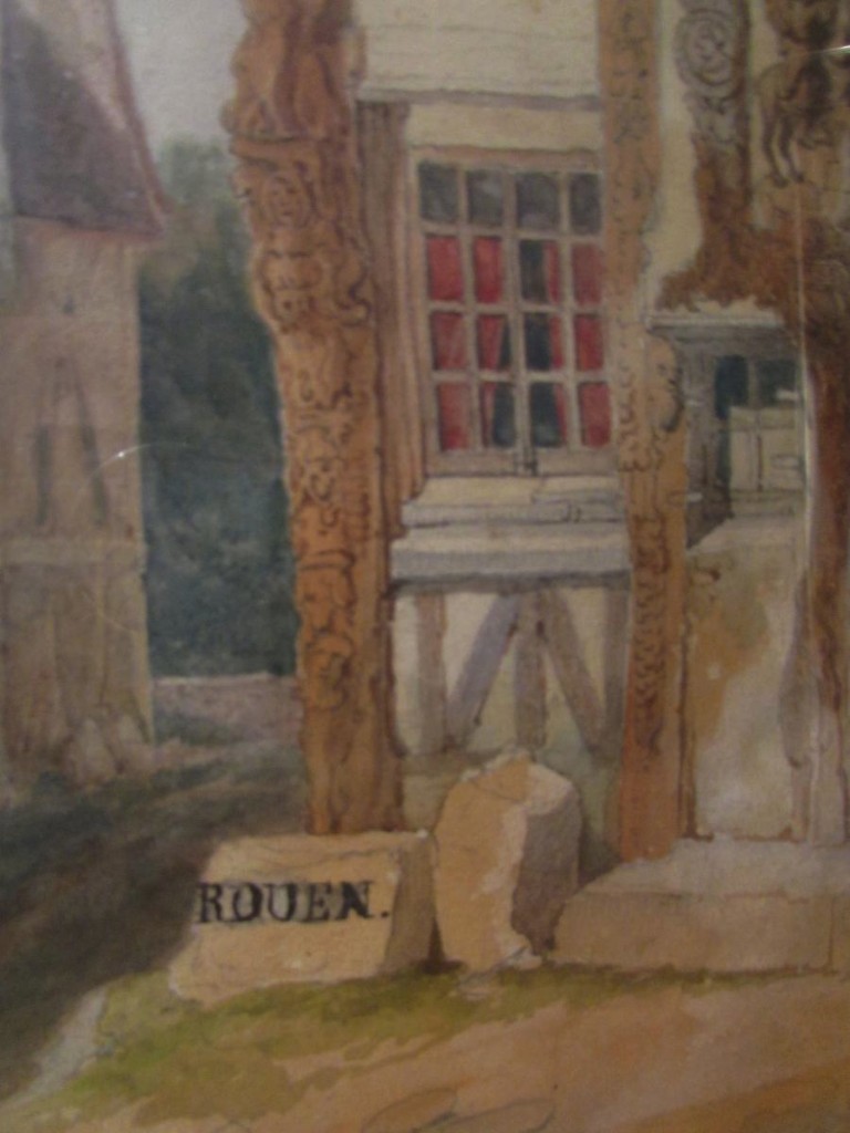 Ancien-tableau-aquarelle-signe-tony-joannot-vieille-ville-de-rouen ou joigny Epxixe-photo-1