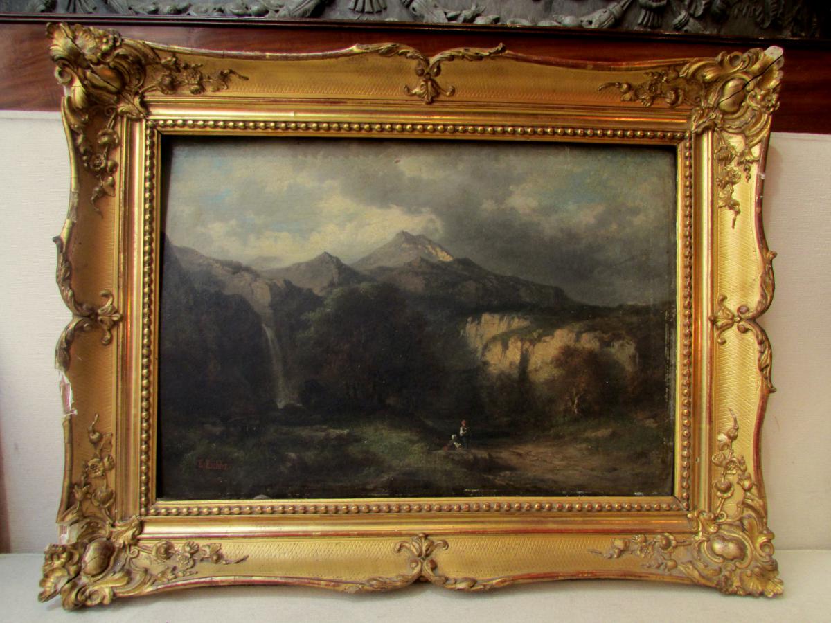 Table Oil On Wood German School German School Richter Signed Dated 1856 Breitenstein