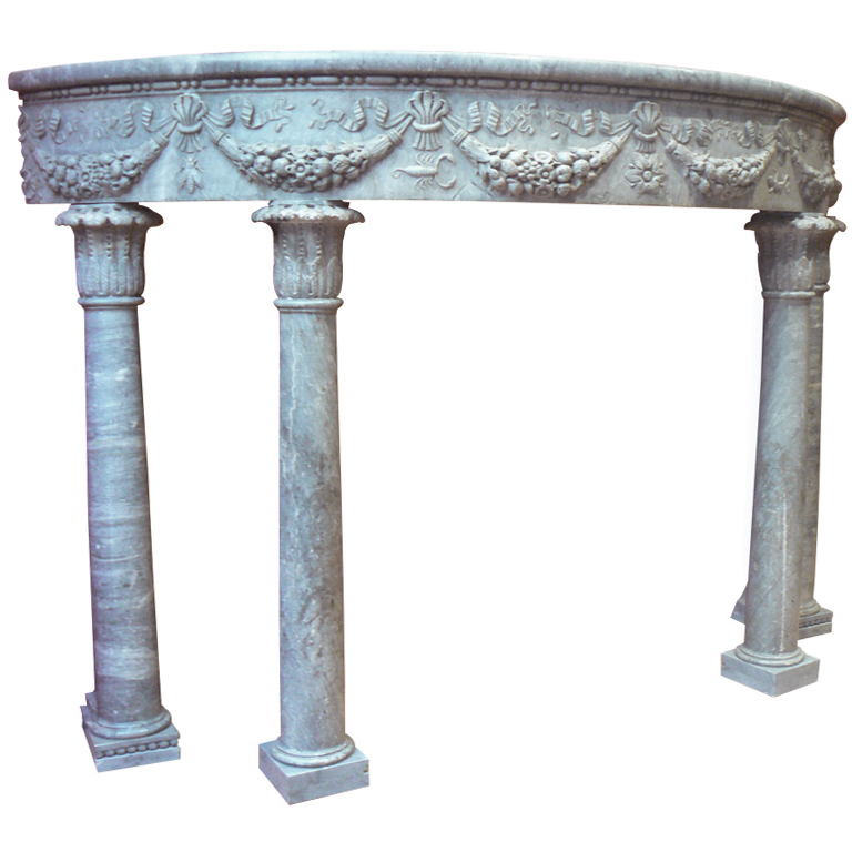 Old Carved Marble Console Era Renaissance Half Moon Monolythique