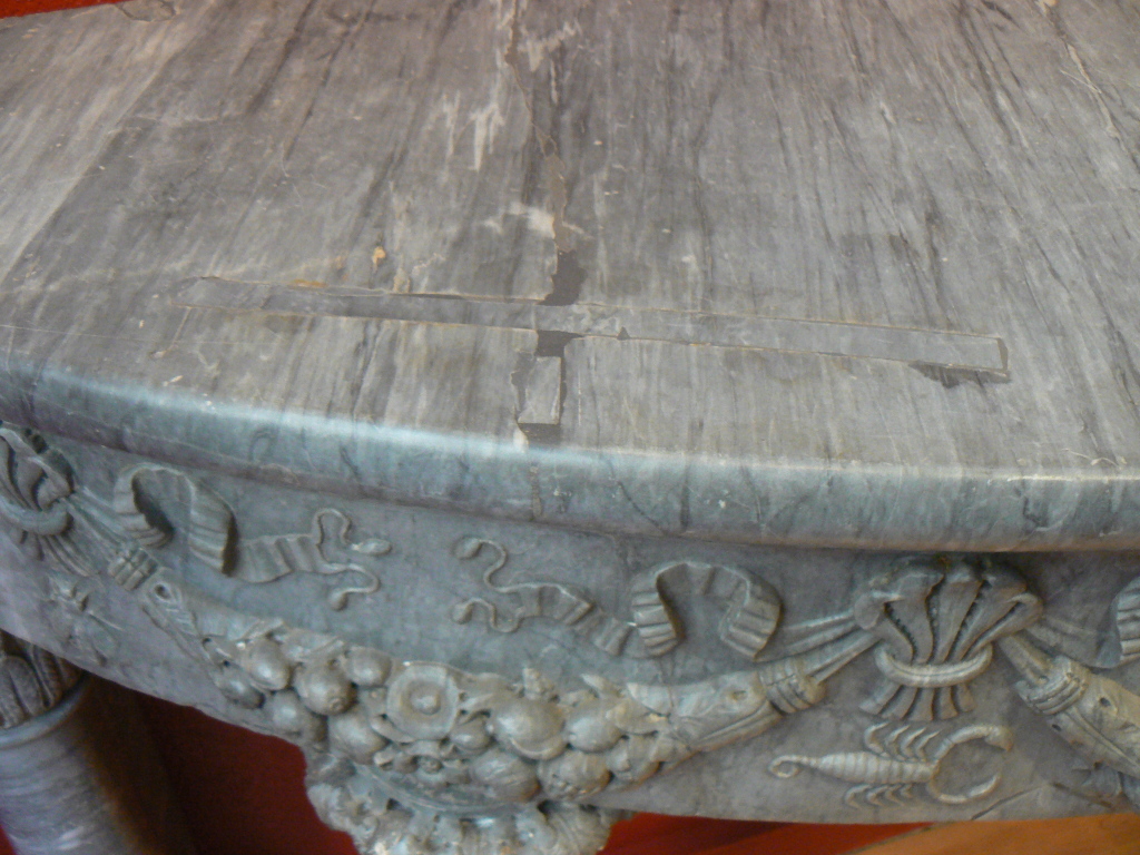 Old Carved Marble Console Era Renaissance Half Moon Monolythique-photo-6