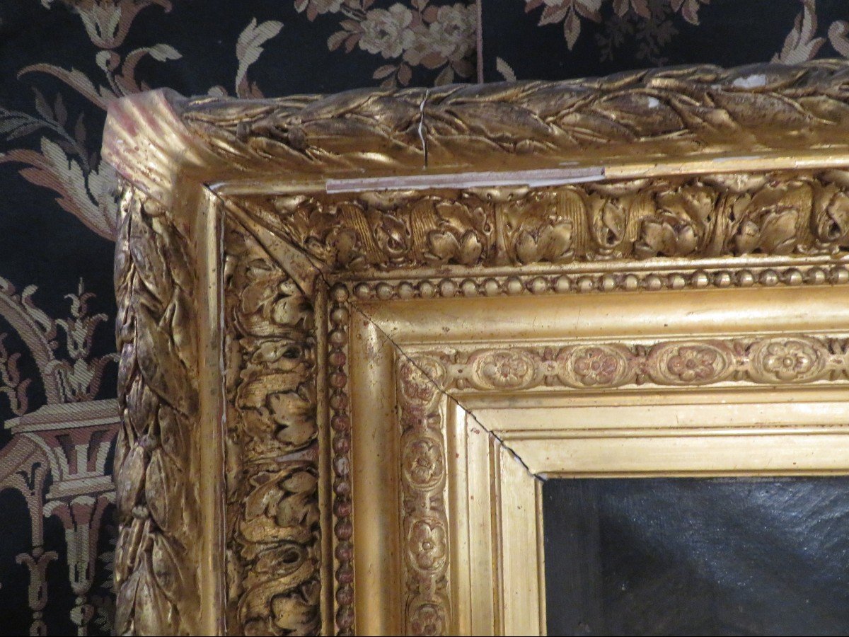 Ancien Grand Tableau Huile Sur Toile XIXe Par Francois Du Mont Jeunes Filles Et Mephisto -photo-5