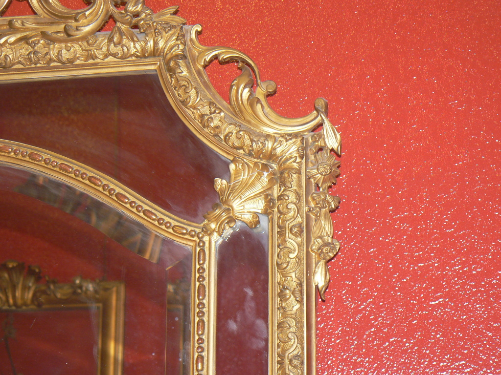 Ancien Miroir Glace Parecloses Bois Doré Epoque XIXeme Style Louis XIV Napoleon III-photo-1