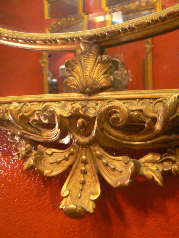 Ancien Miroir Glace Parecloses Bois Doré Epoque XIXeme Style Louis XIV Napoleon III-photo-2