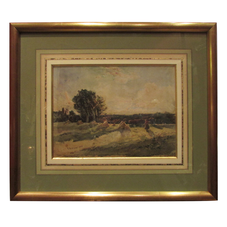 Old Table Watercolor Signed Robert Buchan Nisbet Era XIX Scottish Landscape