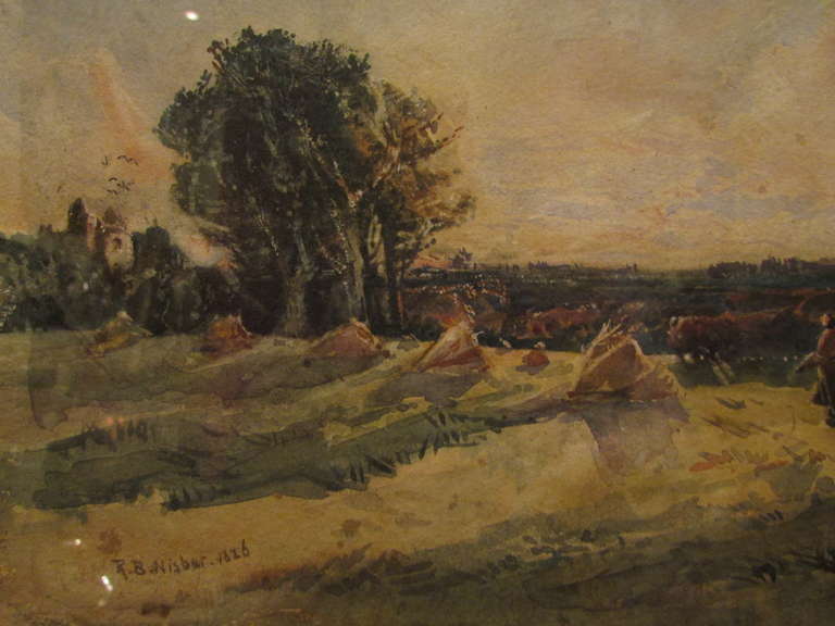 Old Table Watercolor Signed Robert Buchan Nisbet Era XIX Scottish Landscape-photo-3
