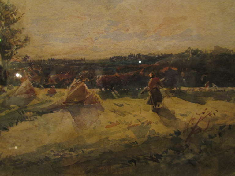 Ancien Tableau Aquarelle Signé Robert Buchan Nisbet Epoque XIXeme Paysage Ecossais -photo-4