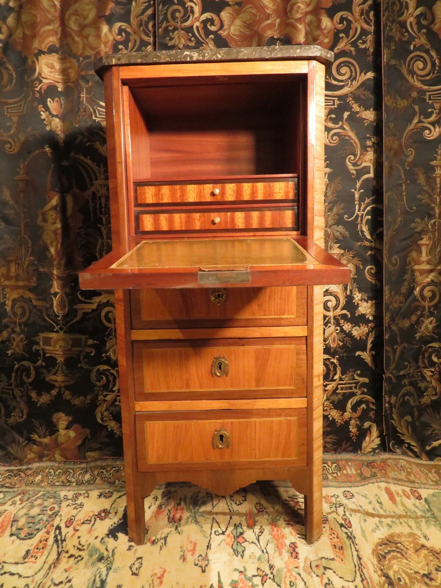 Rare Petit Secretary Office D Child Eighteenth Louis XVI Marquetry Rosewood-photo-2