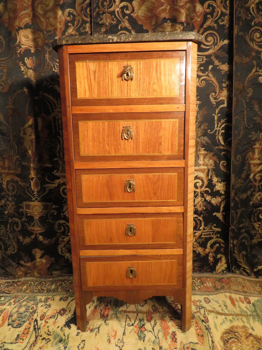 Rare Petit Secretary Office D Child Eighteenth Louis XVI Marquetry Rosewood