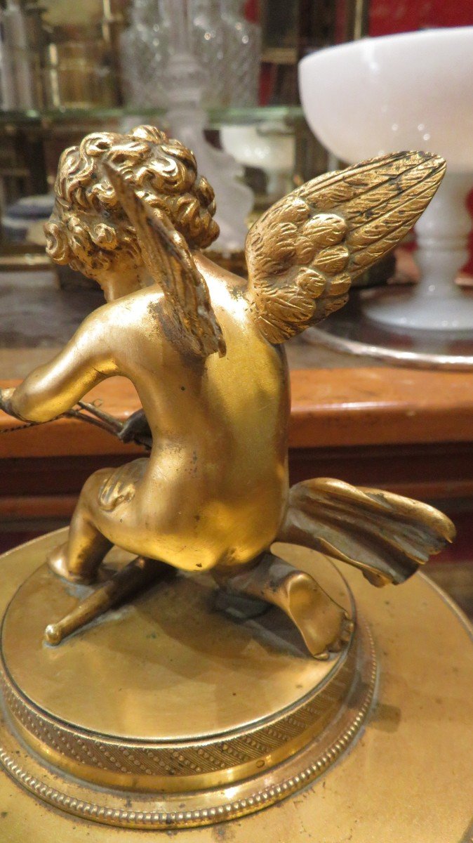 Pendulum The Temple Of Cupid Love Putti Period Late Nineteenth In Gilt Bronze Empire Style Alte Uhr-photo-3