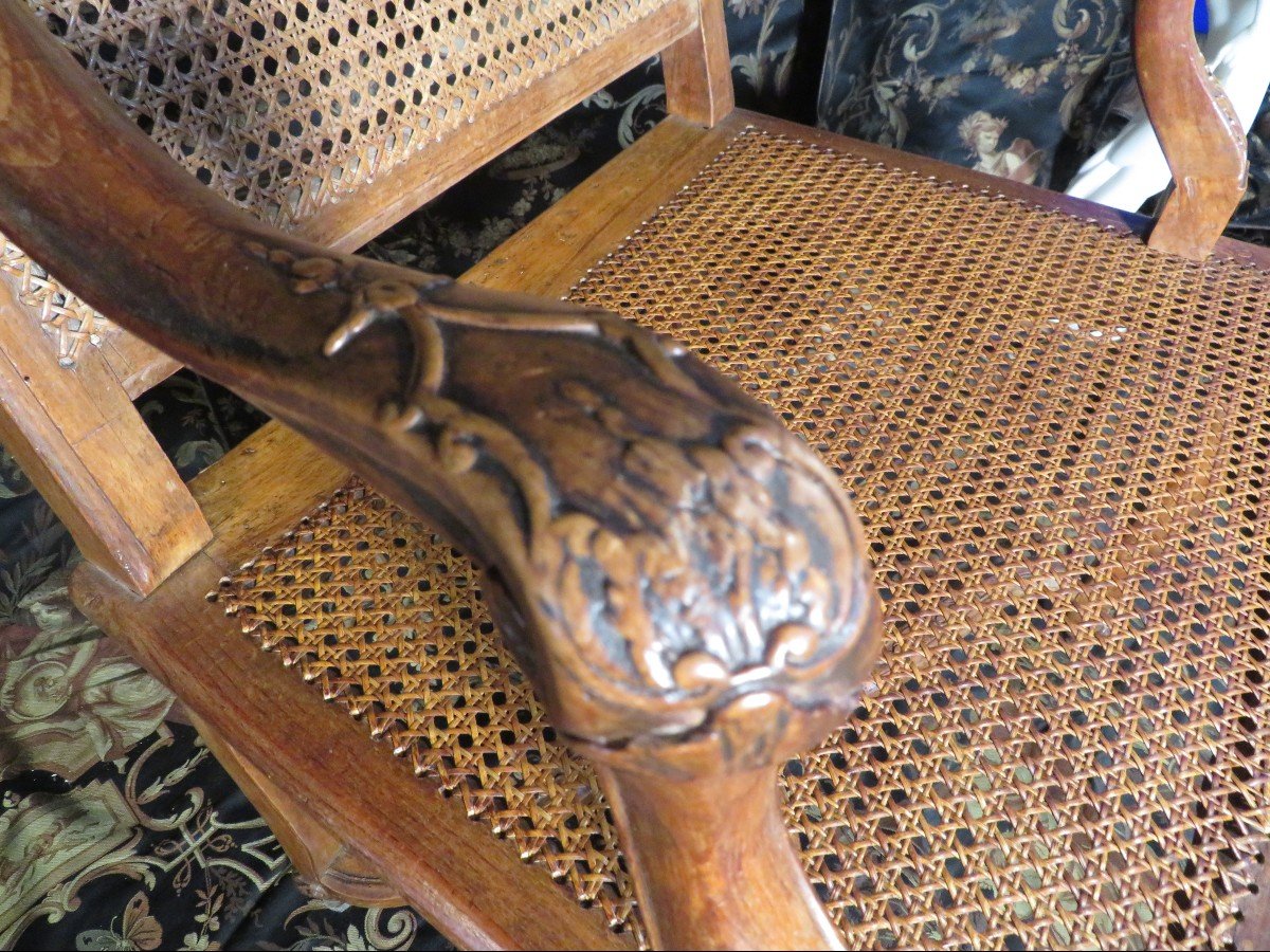 Finely Crafted Armchair A Flat Back Regence Eighteenth Cane Bottom Stamped Sc-photo-1