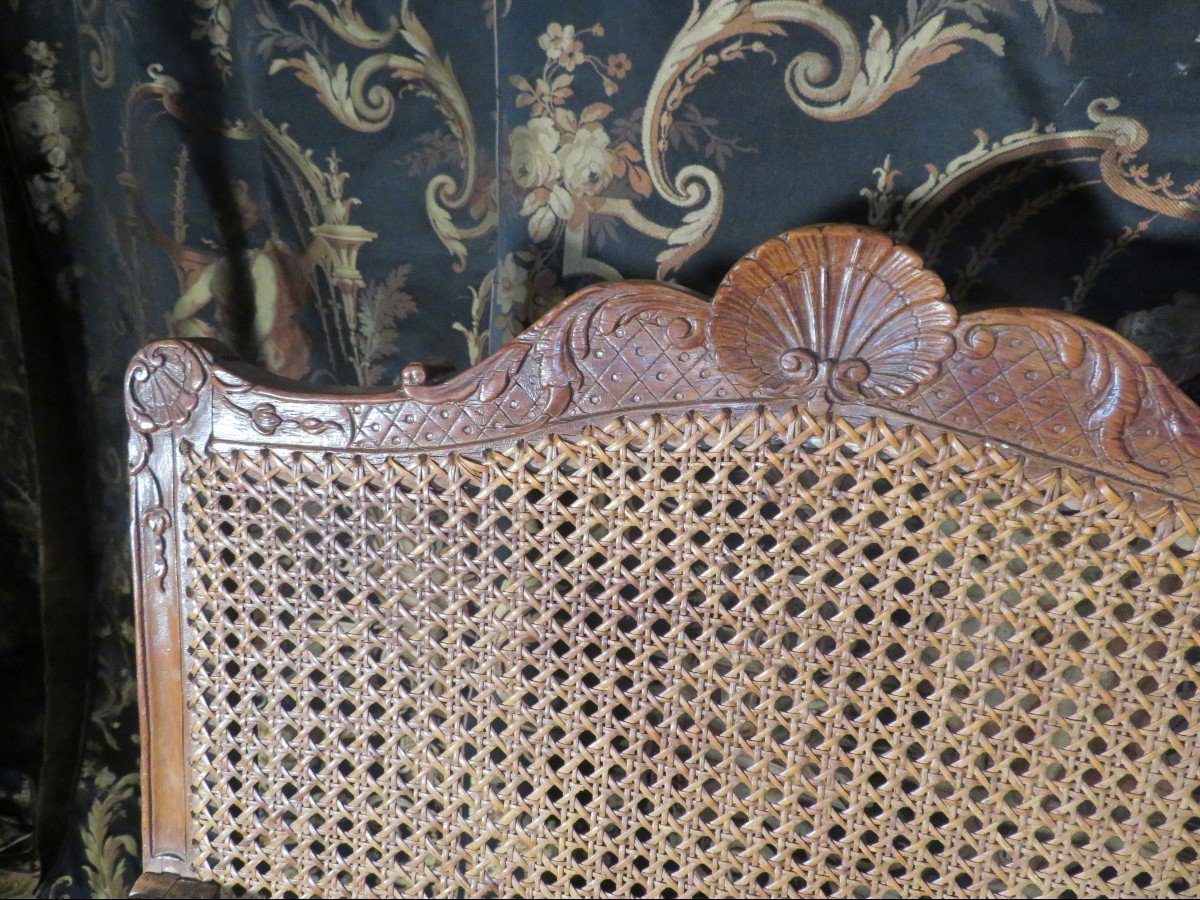 Fauteuil  Finement Ouvragé A Dossier Plat Epoque Regence XVIIIe  Fond De Canne Estampille Sc -photo-7