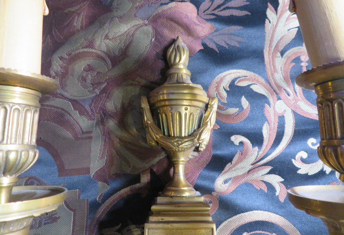 Old Pair Of Wall Lights In Gilt Bronze Napoleon III Period Nineteenth Louis XVI Style-photo-4