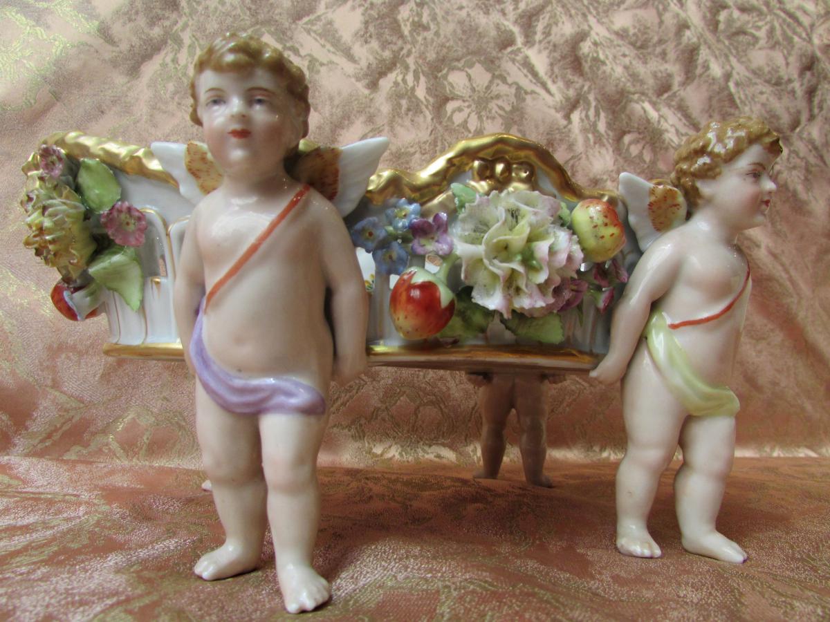 Banette Nineteenth Von Schierholz Porcelain Putti Thuringia Porcelain Cup-photo-3