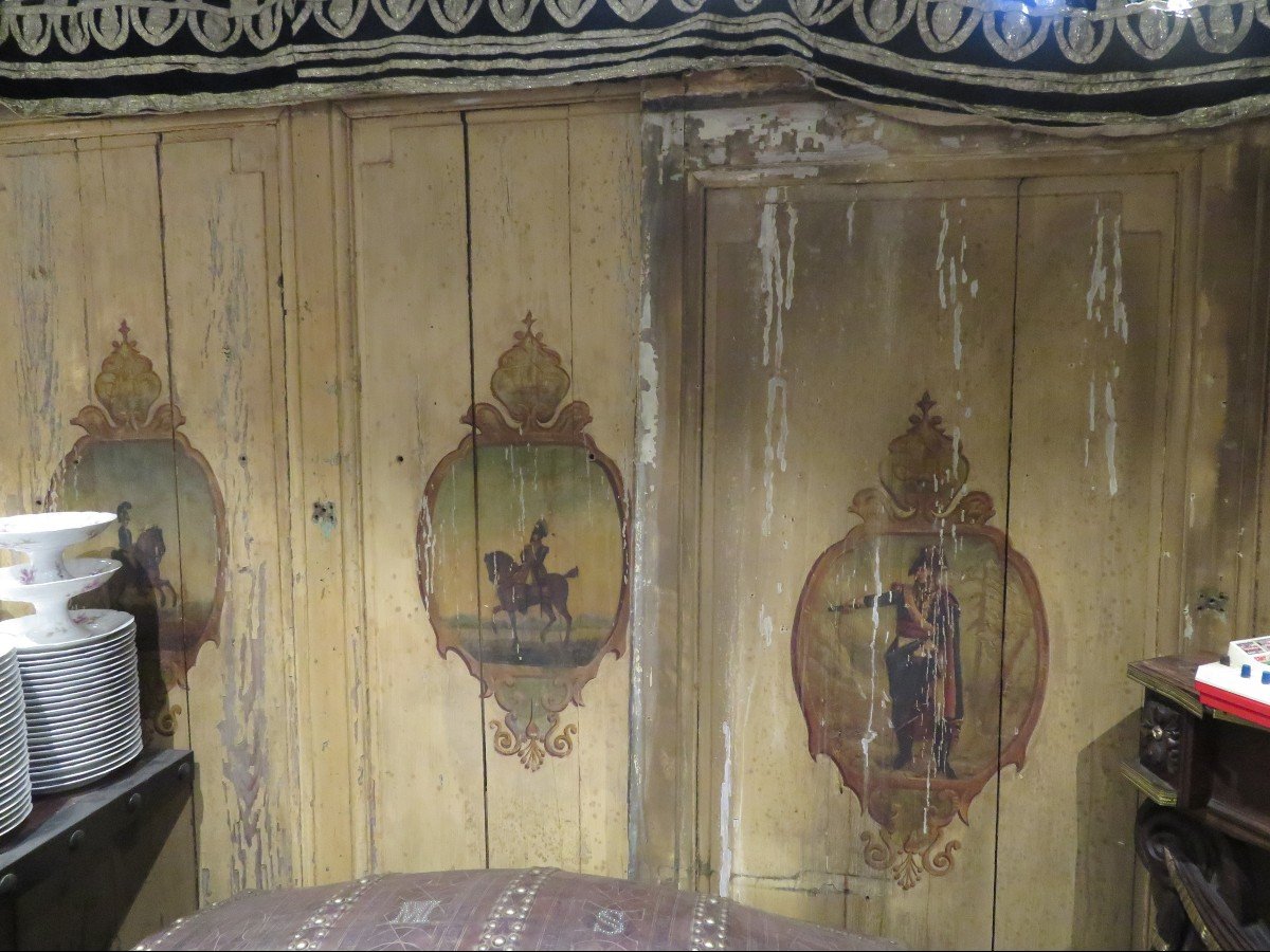 Extremely Rare Military Woodwork With Marshals & Generals Of The Empire In Painted Wood Period 1815
