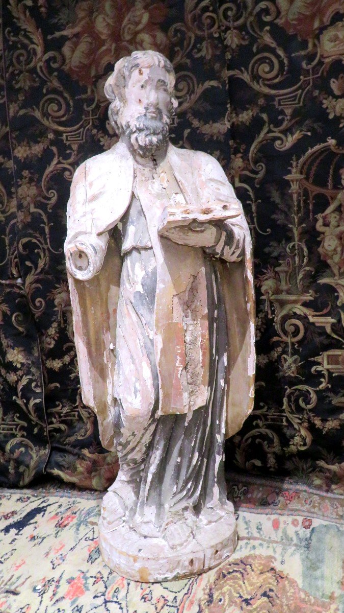 Grande Statue Religieuse En Bois Sculpté Epoque XVII-xviiie St Joseph 119cm!-photo-2