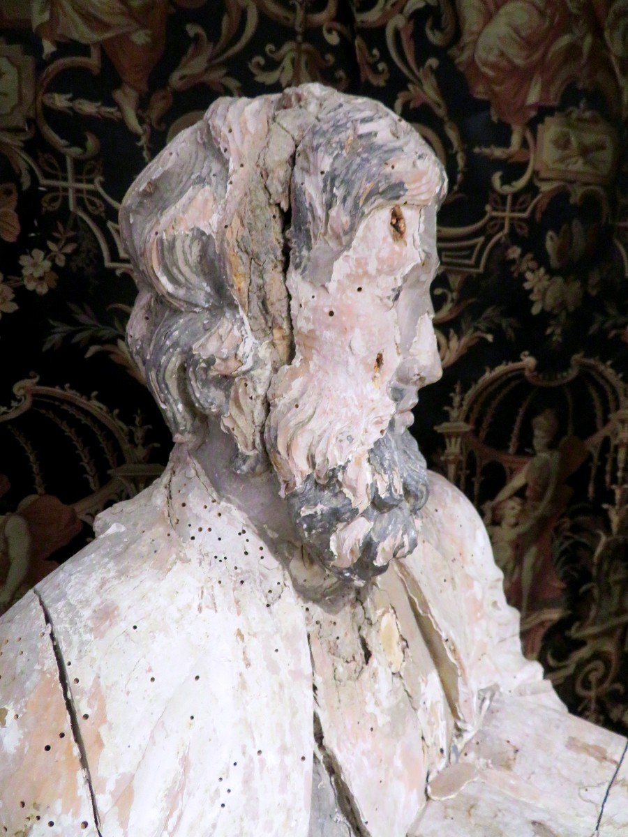 Grande Statue Religieuse En Bois Sculpté Epoque XVII-xviiie St Joseph 119cm!-photo-4