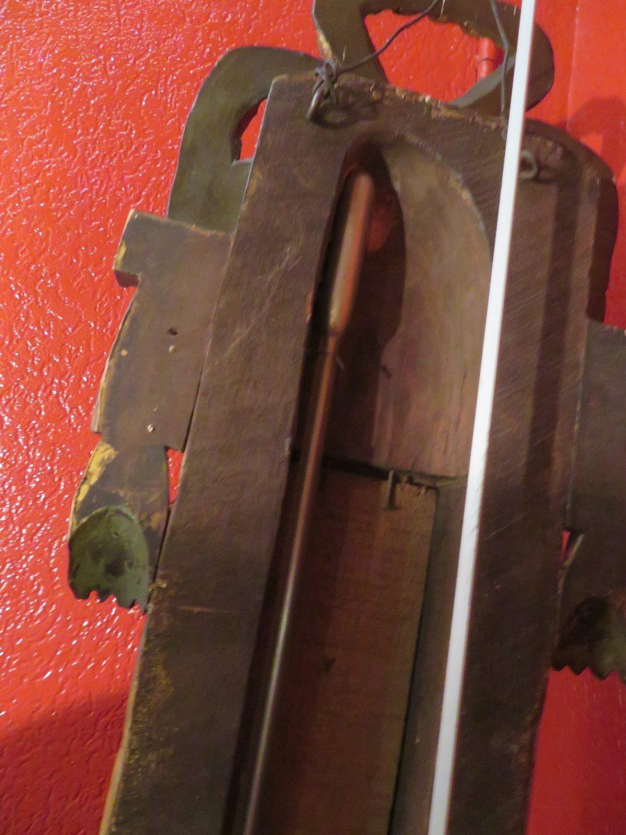 Old Large Wall Barometer In Lacquered And Gilded Wood Lxvi Style Period Late Nineteenth-photo-3