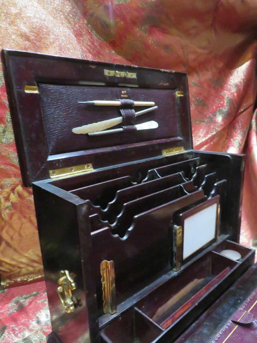 English Travel Writing Box 19th Century Victorian Rosewood Marquetry Barry & Sons-photo-4