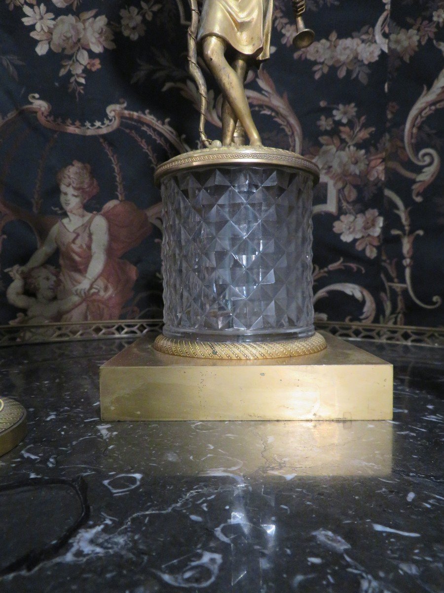 Psyche & Toilet Candlesticks In Bronze And Crystal Empire A Decor Of Diana The Huntress Nineteenth-photo-3