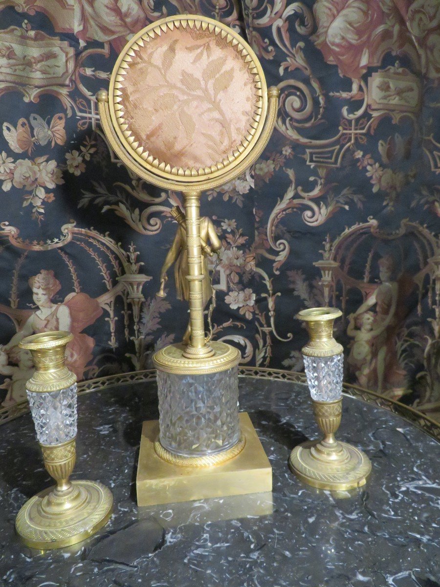 Psyche & Toilet Candlesticks In Bronze And Crystal Empire A Decor Of Diana The Huntress Nineteenth-photo-2