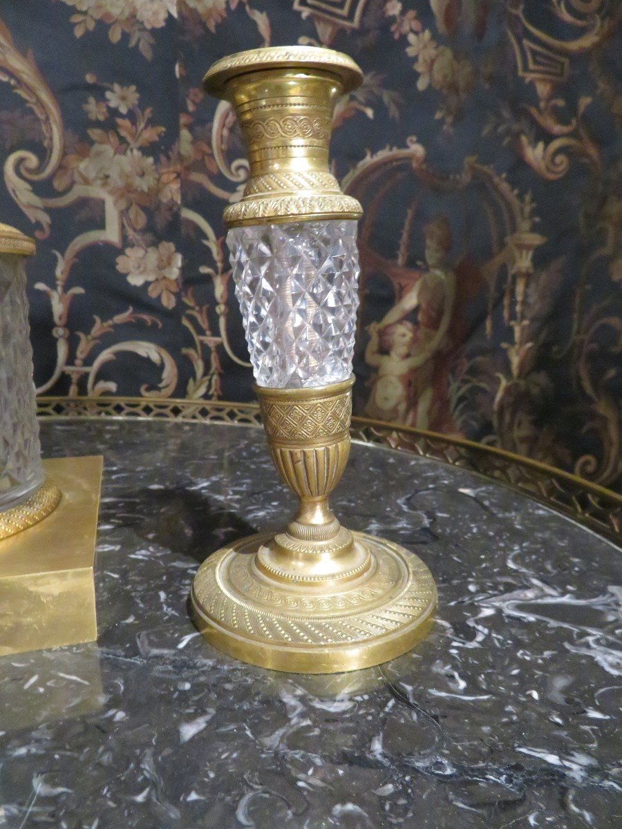 Psyche & Toilet Candlesticks In Bronze And Crystal Empire A Decor Of Diana The Huntress Nineteenth-photo-4