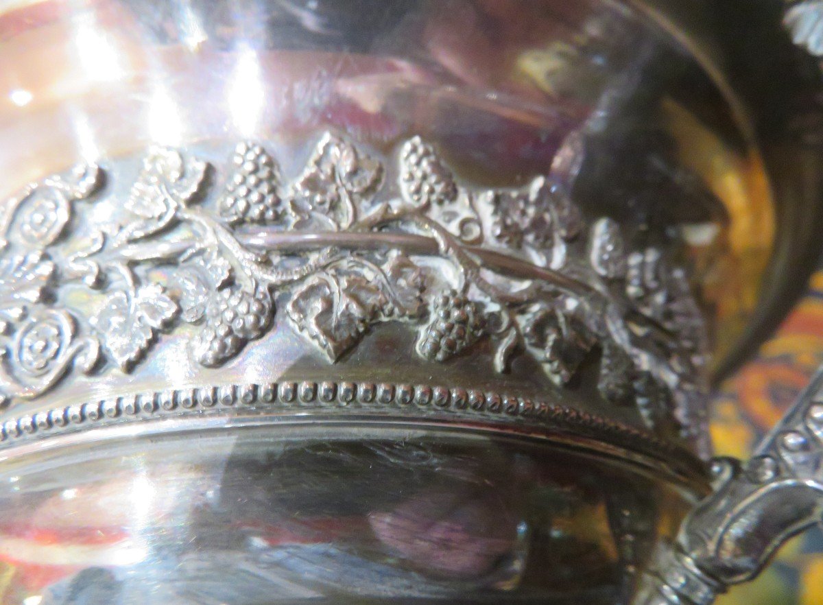 Coupe époque Empire En Argent Blason Couronne Devise HÉraldique A Décor De Cygne Et Vigne  XIXe-photo-4