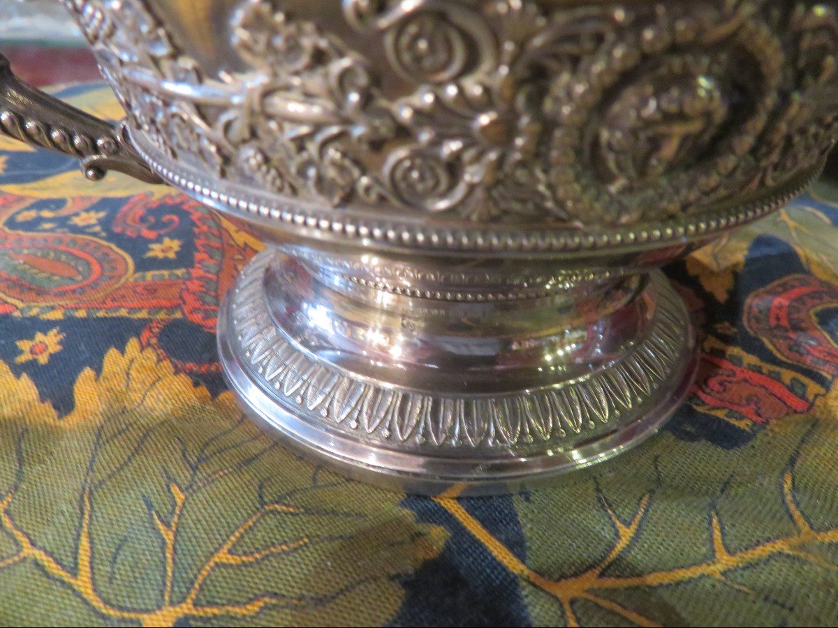 Coupe époque Empire En Argent Blason Couronne Devise HÉraldique A Décor De Cygne Et Vigne  XIXe-photo-4