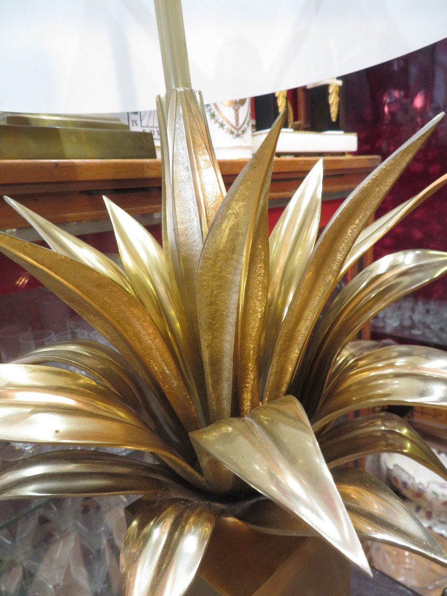 Old Large Maison Charles Lamp Epoque 1970 In Gilt Bronze Signed-photo-4