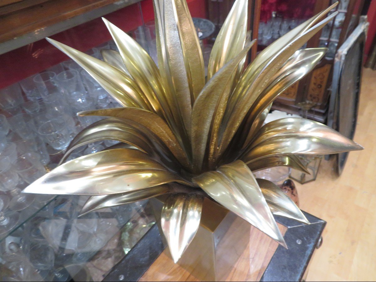 Old Large Maison Charles Lamp Epoque 1970 In Gilt Bronze Signed-photo-1