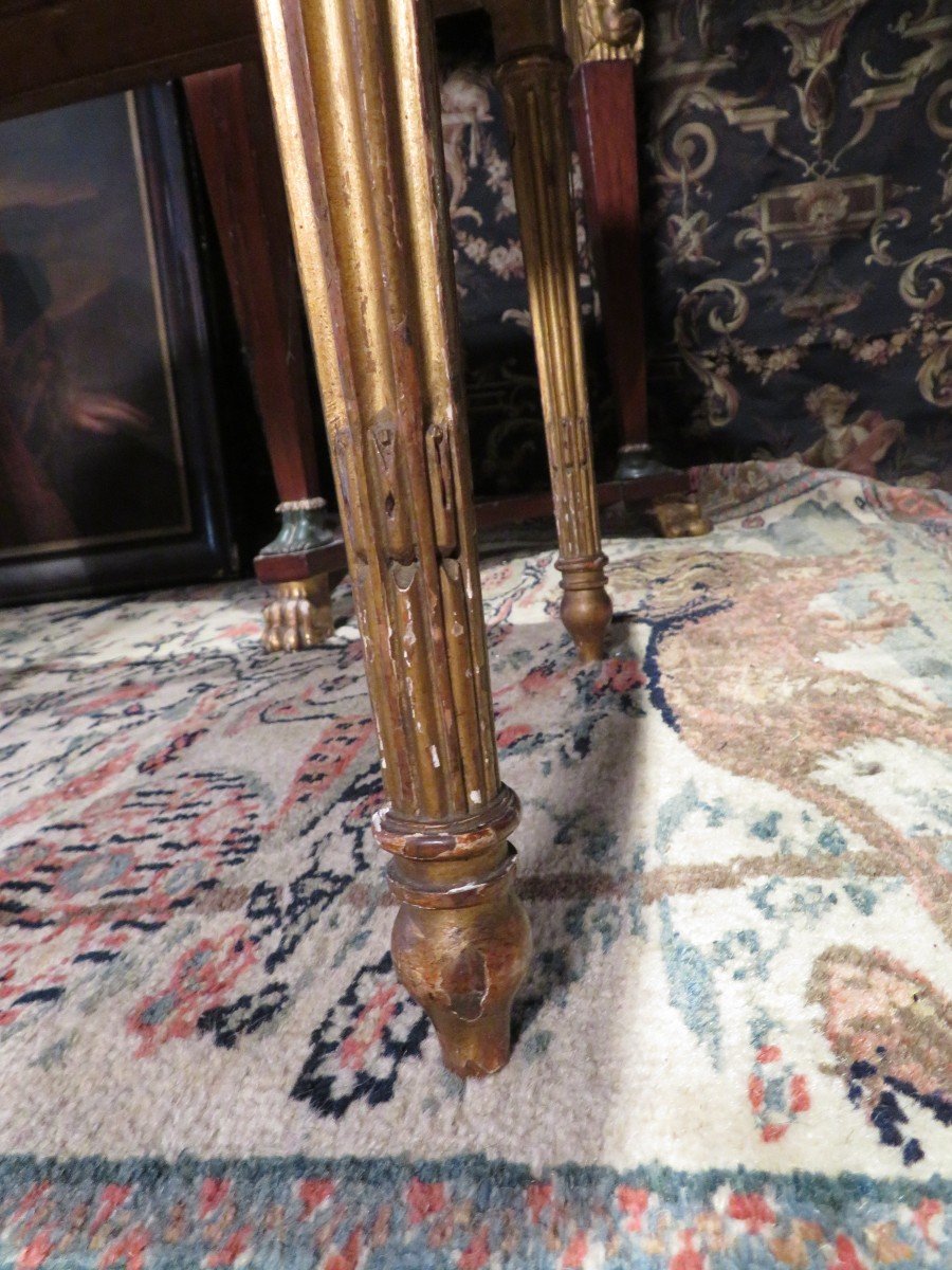 Petite Banquette  Repose Pied En Bois Doré époque Fin XVIIIe Louis XVI Tapissée -photo-4