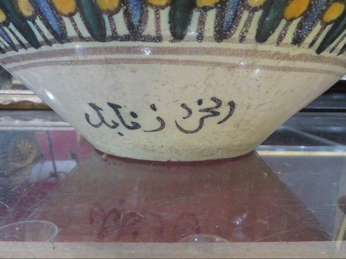 Old Very Large Vase With Ceramic Handles Tunisia Chemla Or Nabeul Twentieth Islamic Pottery-photo-2
