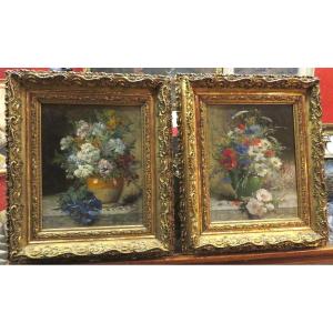 Pair Of Oil On Canvas Portrait Paintings Of A Couple Of Elegant Quality 1850 Nineteenth Oval