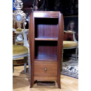 Leleu Circa 1950 Bedside Nightstand In Mahogany Curved Legs A Drawer And Shelf