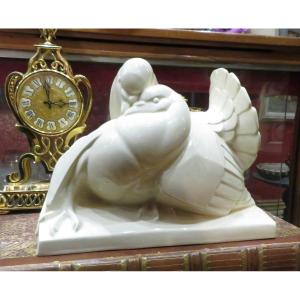 Old Cracked Art Deco Ceramic Couple Of Doves Doves Editions Kaza