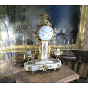 Rare 18th Century Clock Lxvi A Decor D Angel Of Caryatids Marble And Gilt Bronzes
