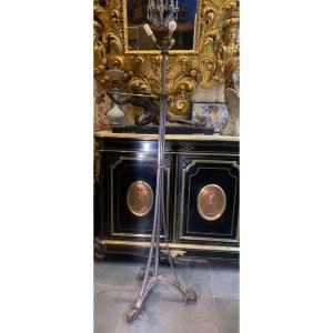 Lampadaire En Acier Epoque Art Nouveau 1900  Antique Chandelier 