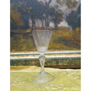 18th Century Flared Wine Glass With Dash Decor