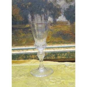 18th Century Crystal Flared Wine Glass With Faceted Decor
