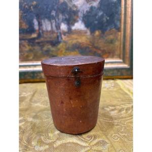 Rare 18th Century Timpani Case In Wood And Leather, Goldsmith's Crest On The Lid 
