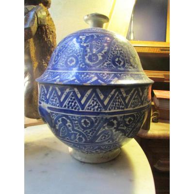 Morocco Moroccan Pot Vase Clear Blue Fez Epoque 1920