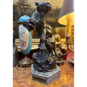 Cartier Bronze Animalier Panther Or Lioness In Fury Early 20th Century Rare 