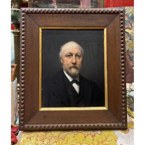 Adrien Henri Tanoux Oil On Wood Portrait Of A Man Signed Dated And Dedicated 1899