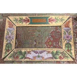 Entrance Threshold Of A Beautiful, Prestigious 19th-century Residence, Featuring A Mosaic Design With Banner Motifs 