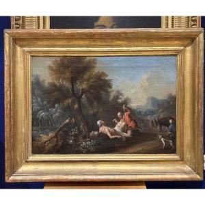 18th-century Painting, *the Good Samaritan*, Oil On Canvas, French School, Physician