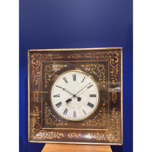 Carillon horloge œil de bœuf en marqueterie époque Charles X