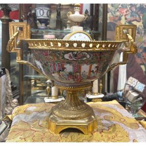 Porcelain Bowl With Gilded Bronze Mount, 19th Century, Napoleon III Period 