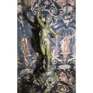 Old Bronze Sculpture Statue S Gilded Base The Dew By Germain Salon Des Beaux Arts Nineteenth